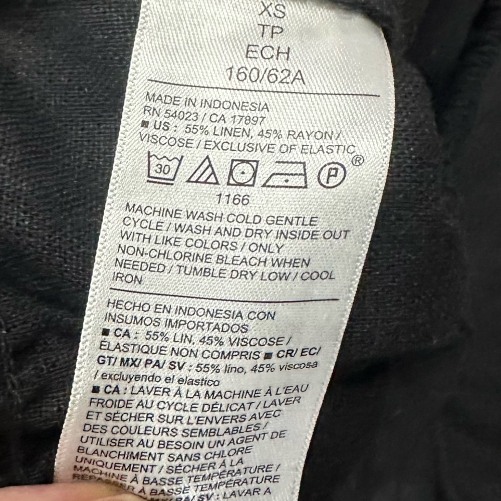 Old Navy Black Linen Blend Super Wide Leg Mid Rise Palazzo Pants Sz XS Stretchy - Picture 6 of 10